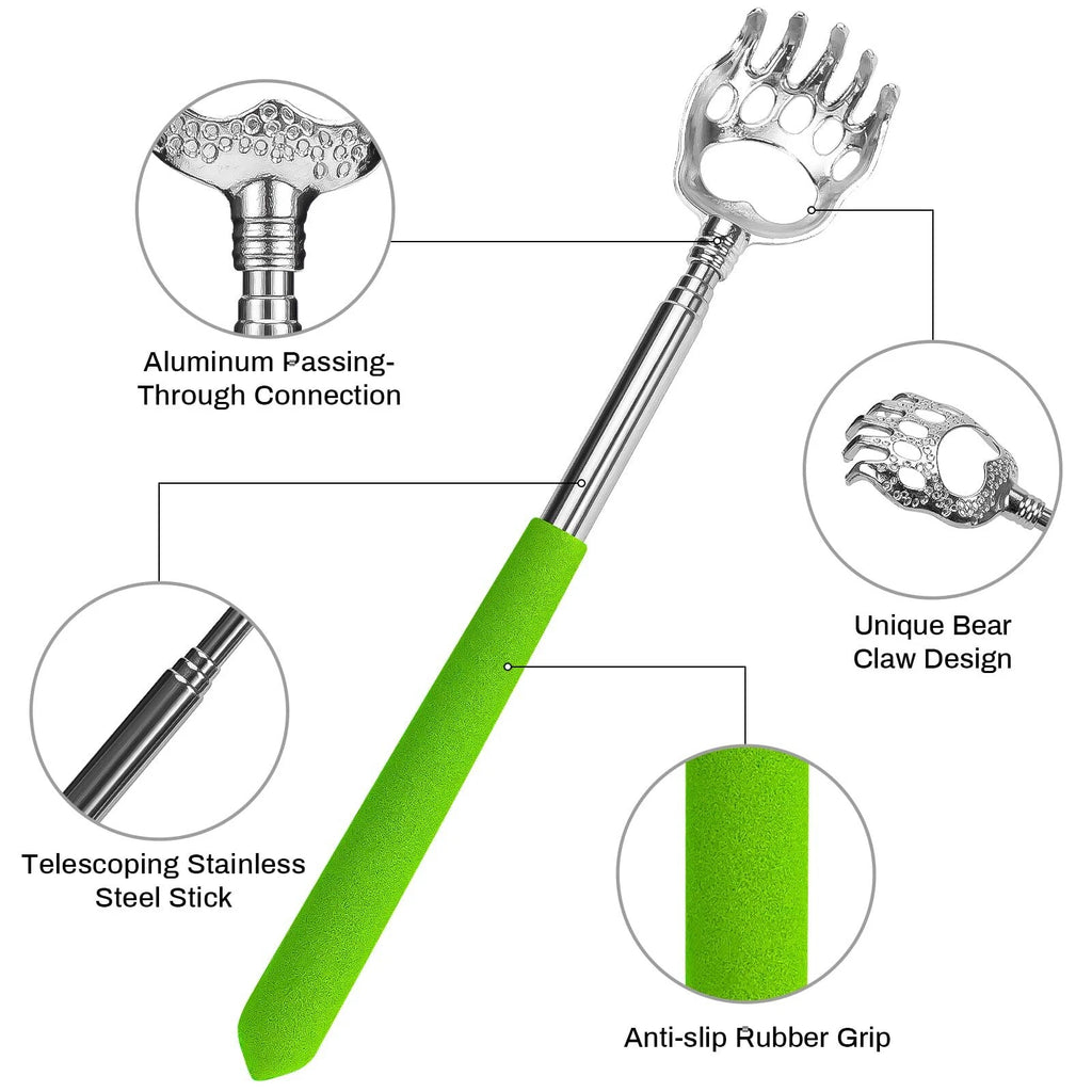 2 Pack Retractable Back Scratchers Bear Claw Extendable Itch Relief Massage Tool