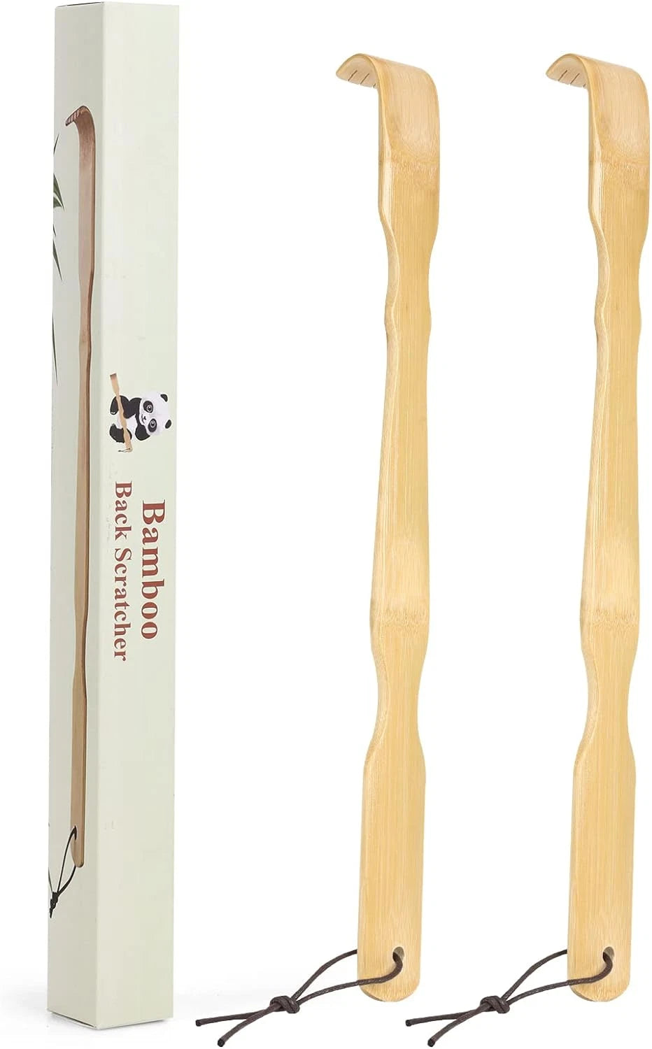 2 Pack Wooden Bamboo Back Scratcher, 17 Inch Long Handle Back Scratchers for Adu