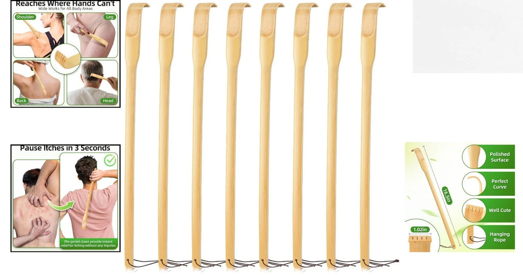 Eco-Friendly 8-Pack Bamboo Back Scratcher Set - Perfect Gift for Father's Day