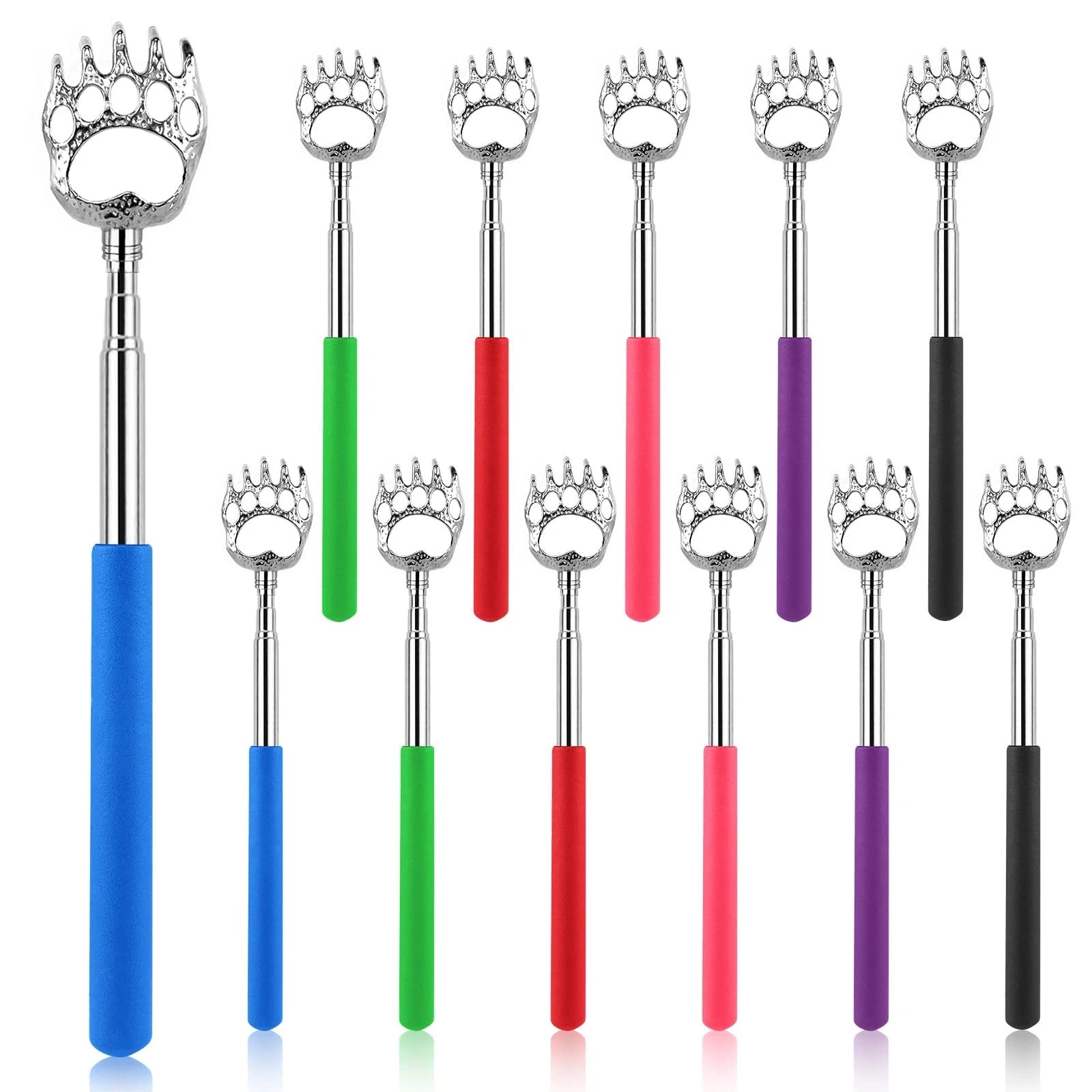 12 Pack Telescoping Back Scratcher Bear Claw Back Scratchers with Rubber Handle