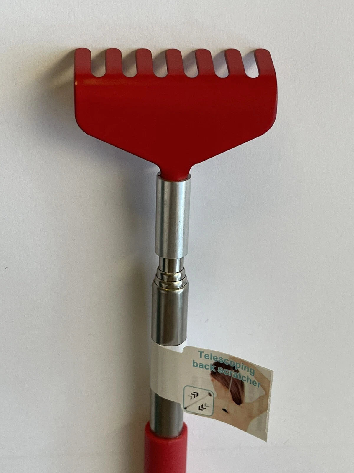 Telescoping Back Scratcher - Expandable With Soft Grip Red Color With 7 Teeth
