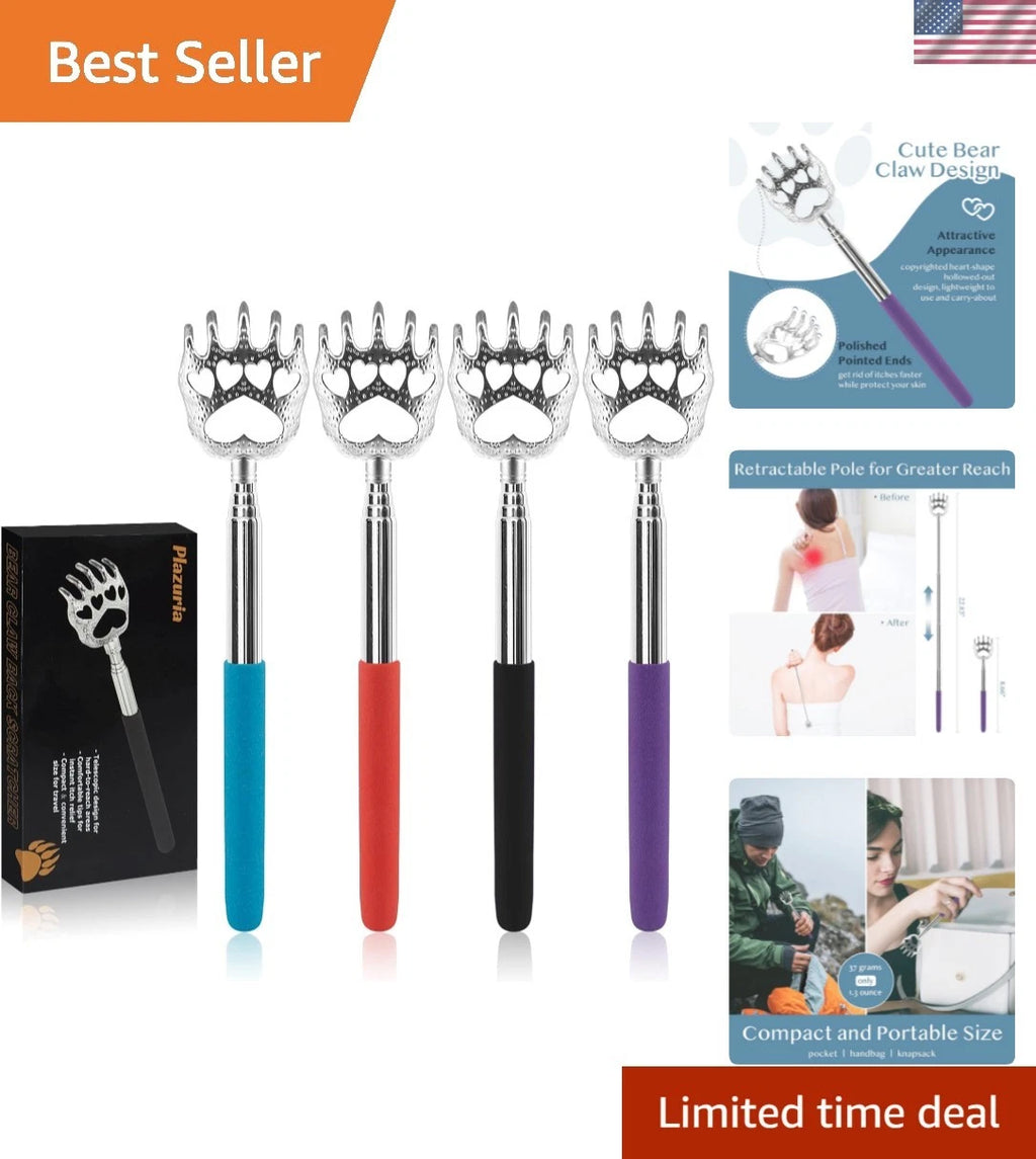Set of 4 Portable Bear Claw Back Scratchers - Stylish and Multi-Purpose Relief