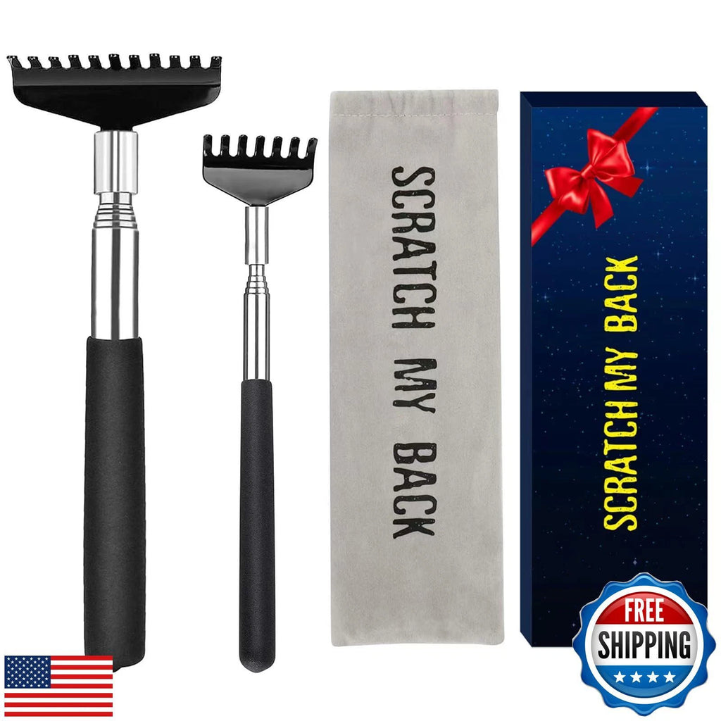 Oversized Back Scratcher Set, 2 Pack Portable Extendable Stainless Steel Tele