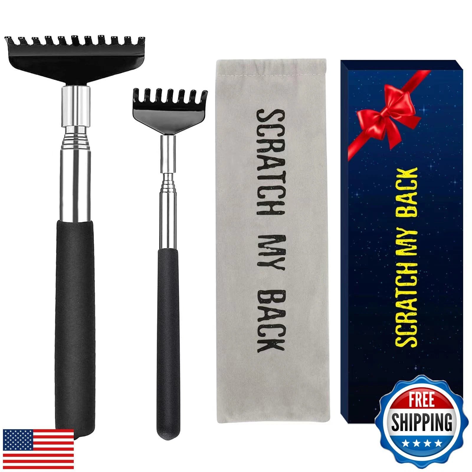 Oversized Back Scratcher Set, 2 Pack Portable Extendable Stainless Steel Tele