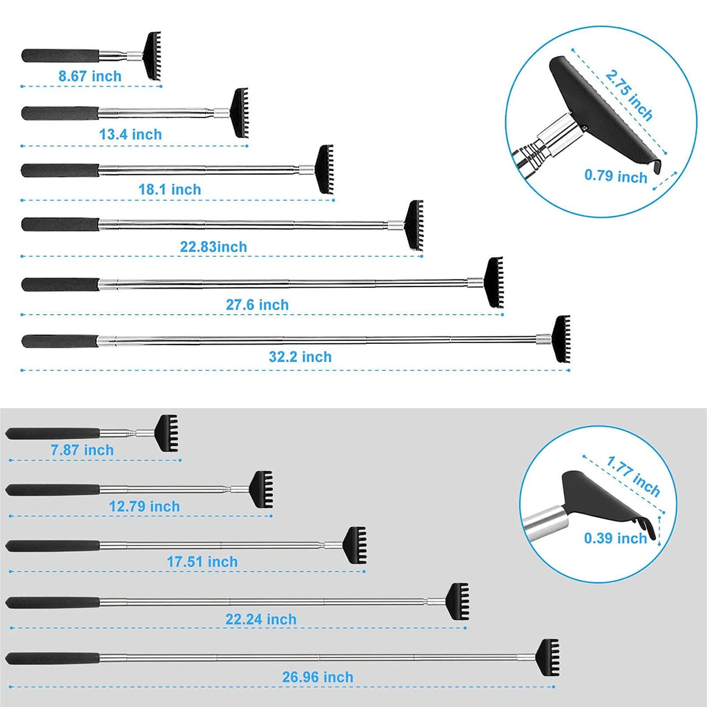 Oversized Back Scratcher Set, 2 Pack Portable Extendable Stainless Steel Tele...