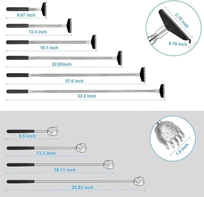 Oversized Back Scratcher Gift Set, 2 Pack Portable Extendable Stainless Steel...