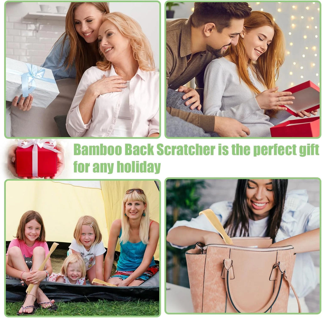 3 Pack Wooden Bamboo Back Scratcher for Adults Men Women, Small Funny Gifts for