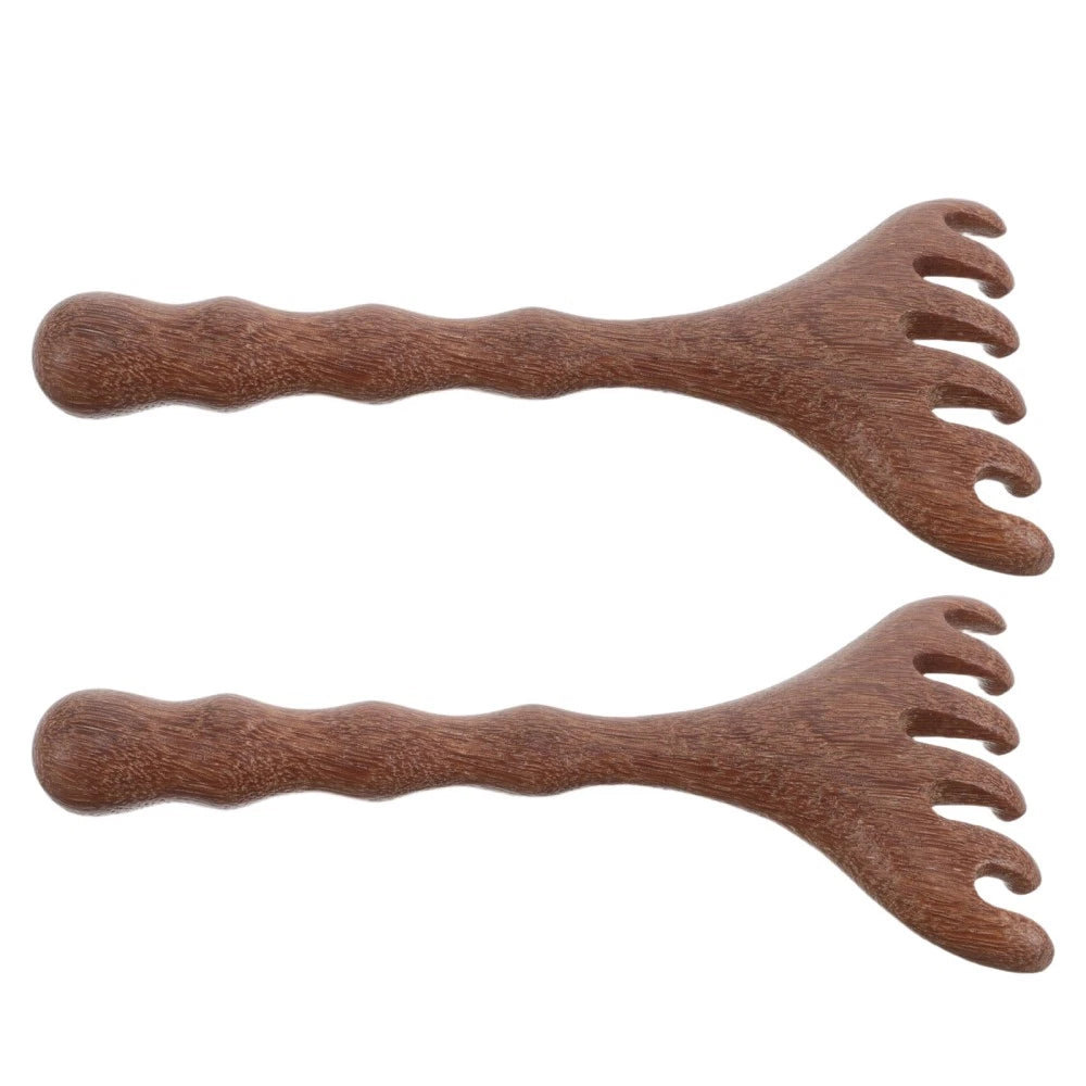 2pcs Wooden Head Massager Comb Wide Tooth Tool Wood Hair Scratcher