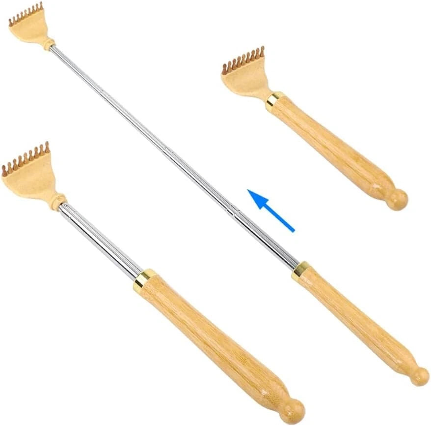Bamboo Back Scratcher for Easy to Reach Itch Point Self-Therapeutic Telescopi...