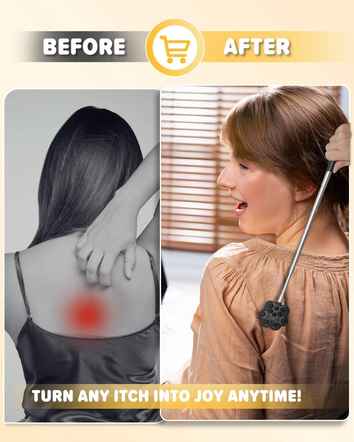 Back Scratcher Metal Portable Telescoping Extendable - Gift Items Best Black