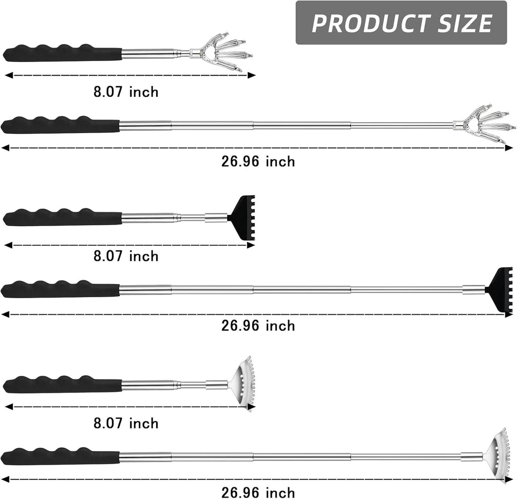 3 Pack Back Scratcher,Metal Portable Telescoping Back Scratchers with Rubber New