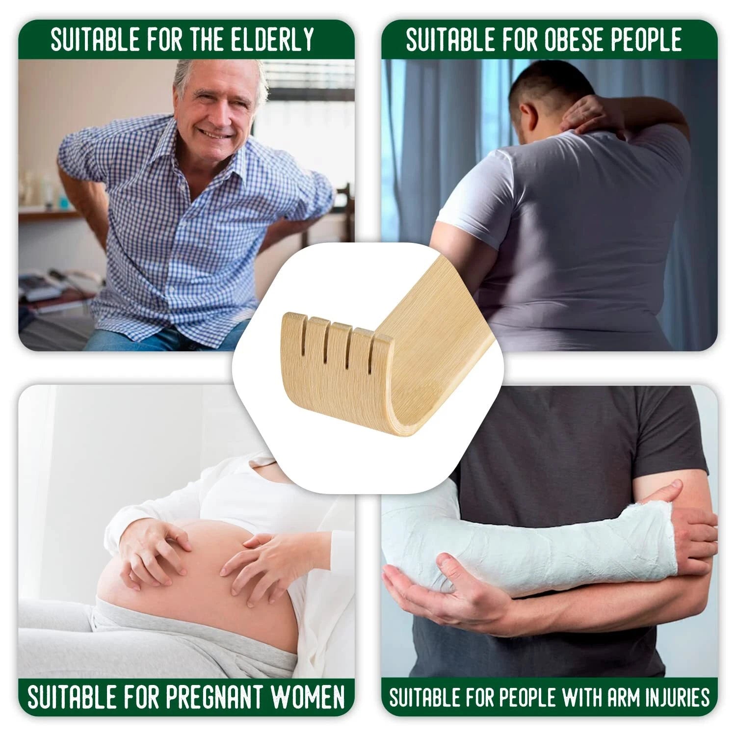 4 Pack Long Bamboo Wood Back Scratcher Provide Instant Relief from Itching