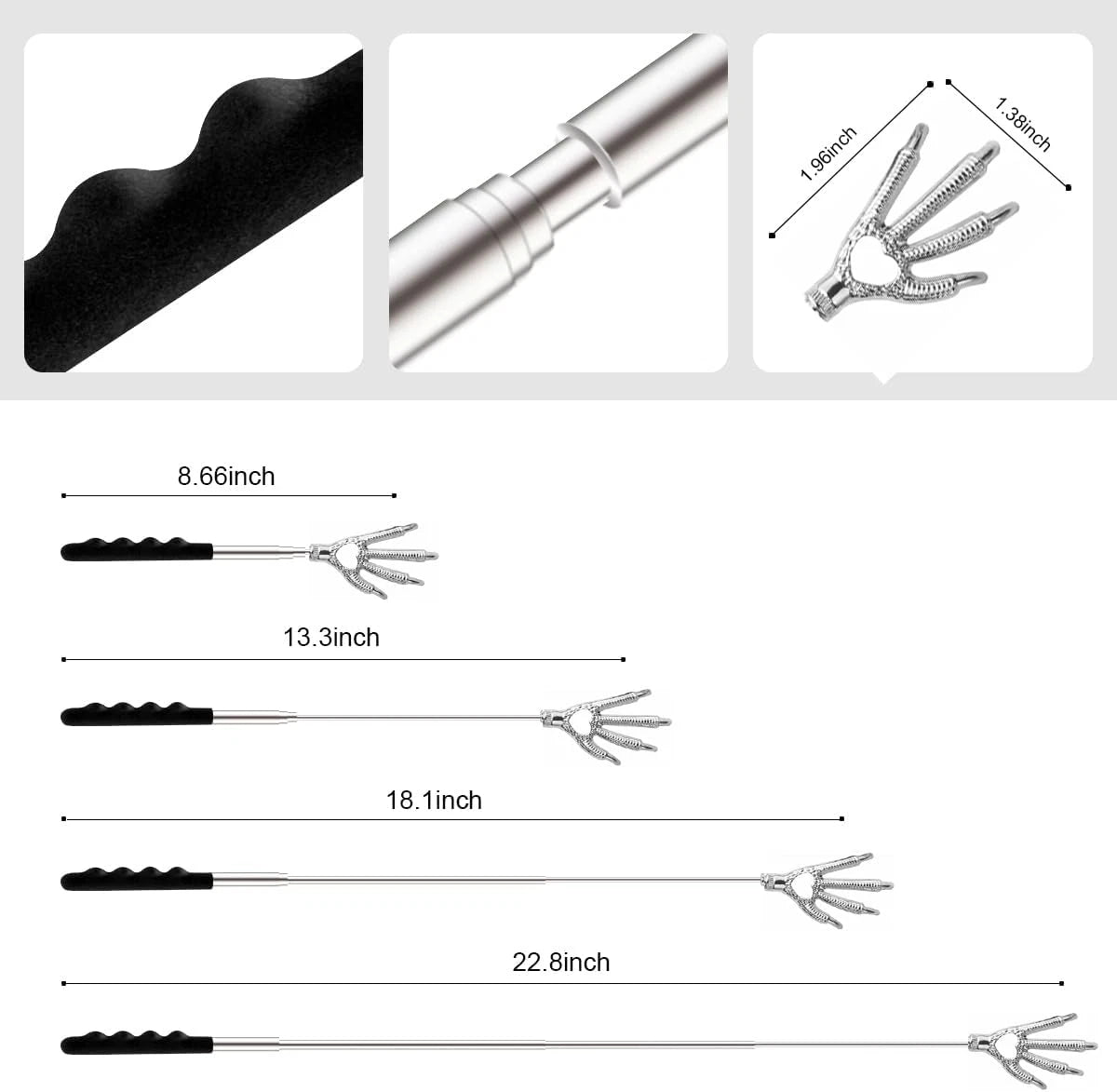 3 Pcs Different Design Telescopic Back Scratchers, Portable Extendable Back Mass