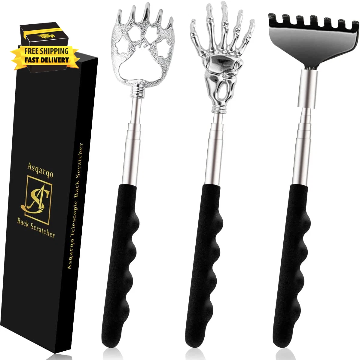 Back Scratcher 3 Pack Different Design Stainless Telescopic Back Scratchers with
