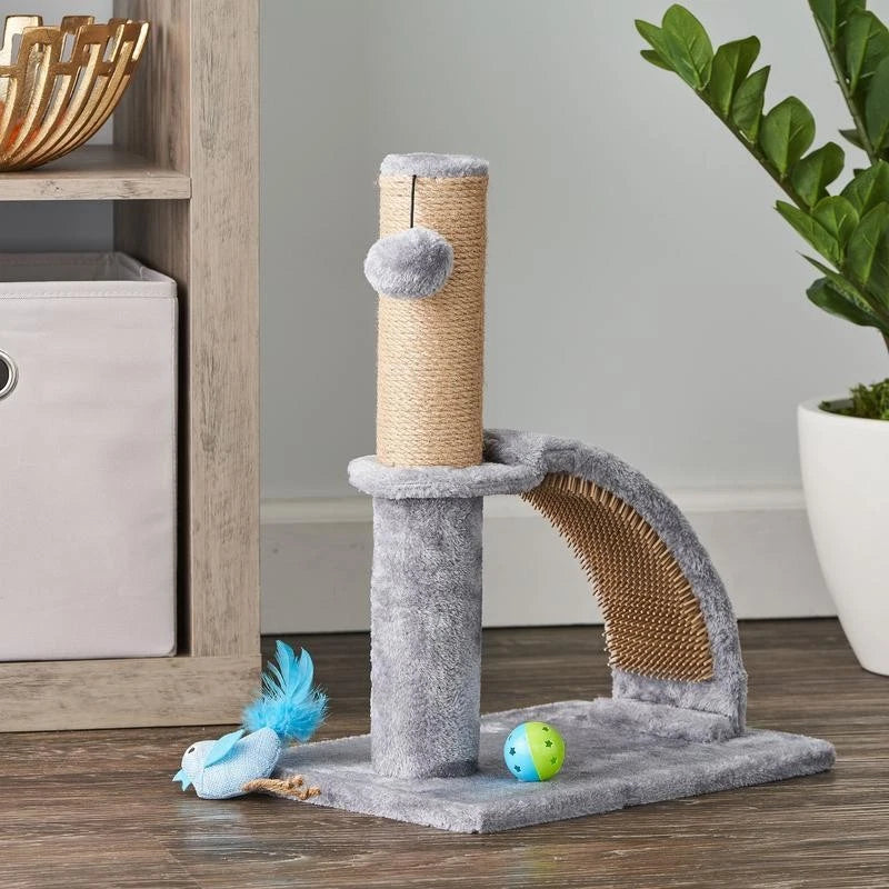 Rubber Massager Jute Cat Scratching Post Multi-Activity Pom-Pom Toy Scratcher US