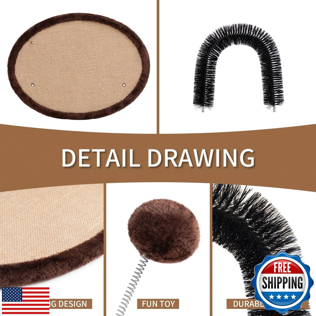 Hollypet Cat Hair Brush Toy with Sturdy Scratcher Pad, Arch Groomer Massager,