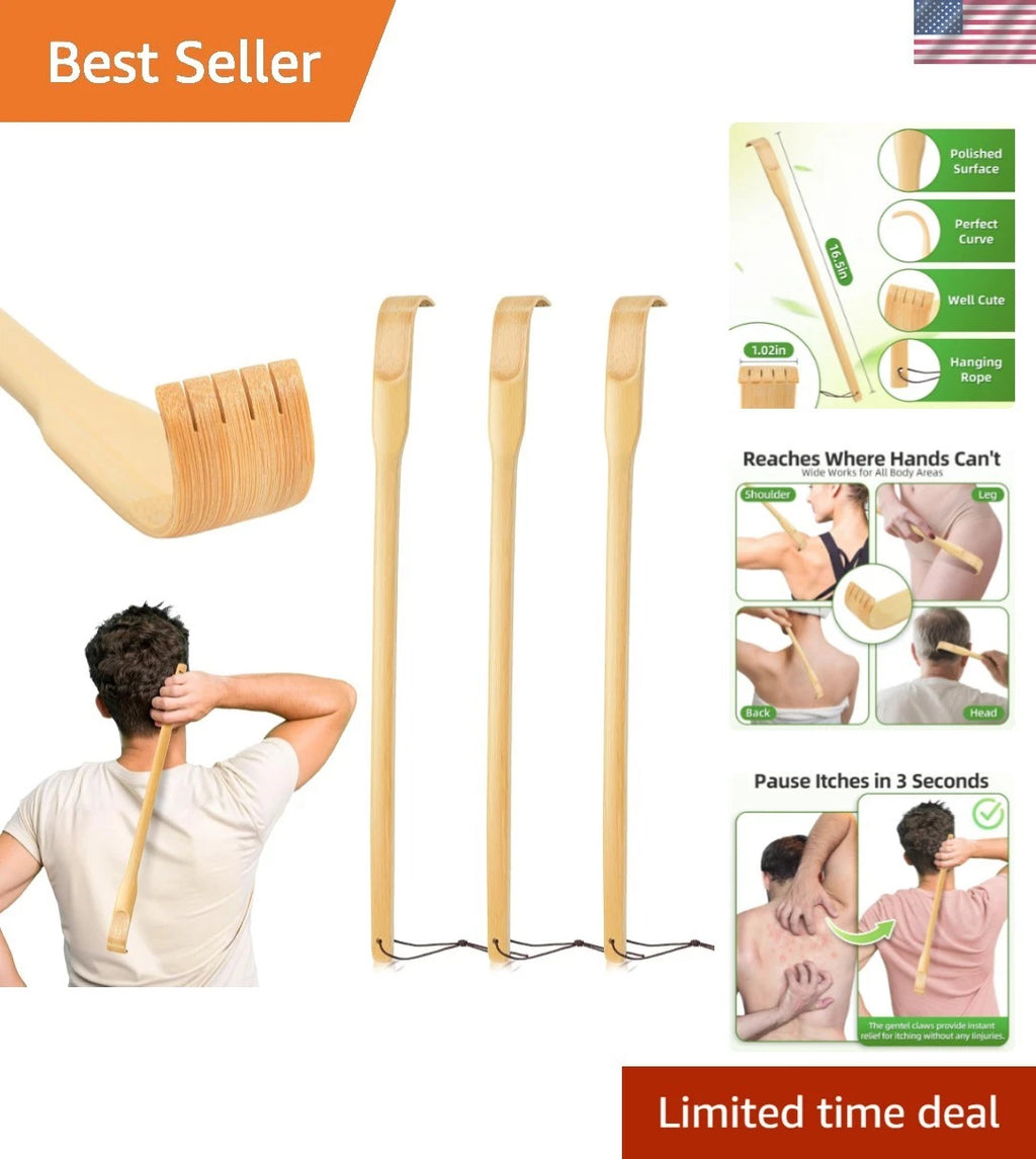 Renook 16.5 Inch Bamboo Back Scratcher Set - Ideal Gift for Expecting Mothers