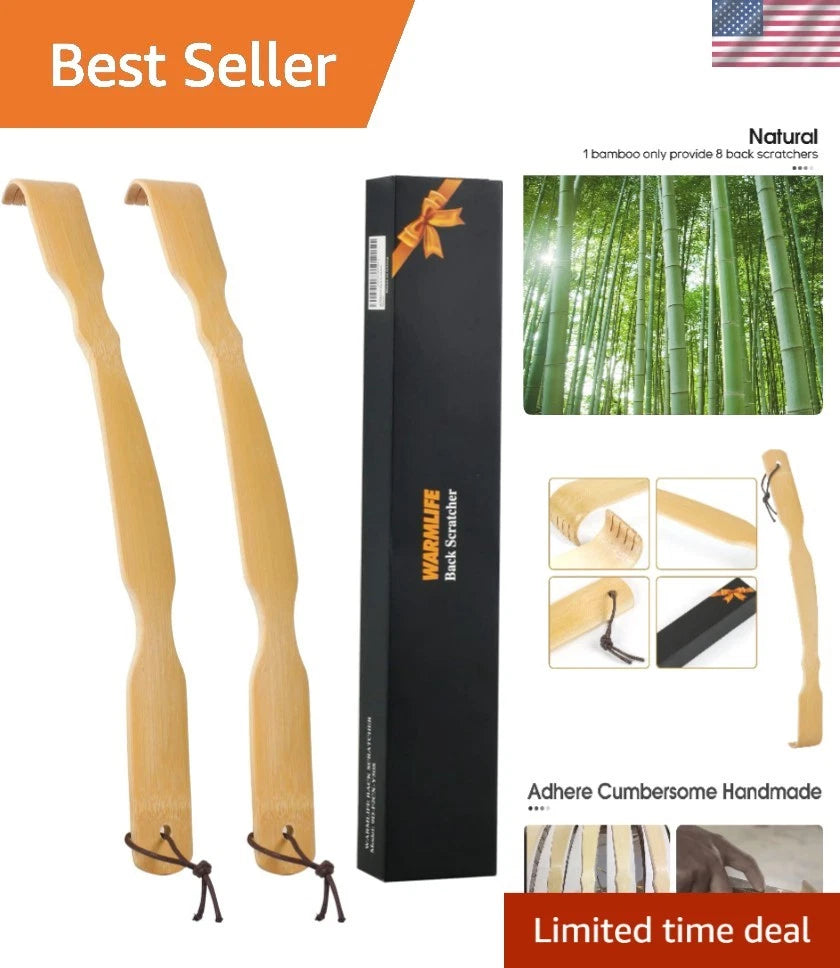 Ergonomic Bamboo Back Scratchers - 2 Pack Gifts for Relaxation & Comfort
