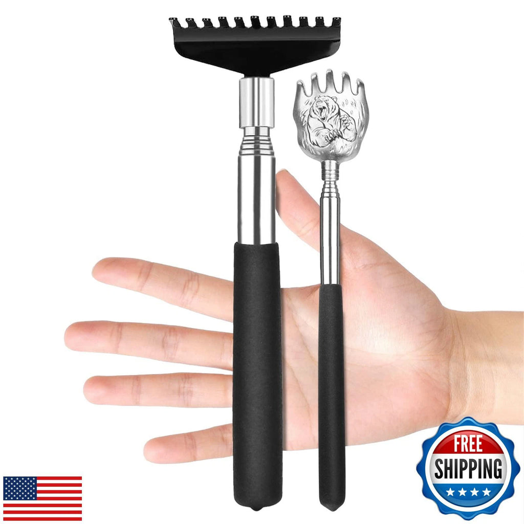 Oversized Back Scratcher Set, 2 Pack Portable Extendable Stainless Steel Tele