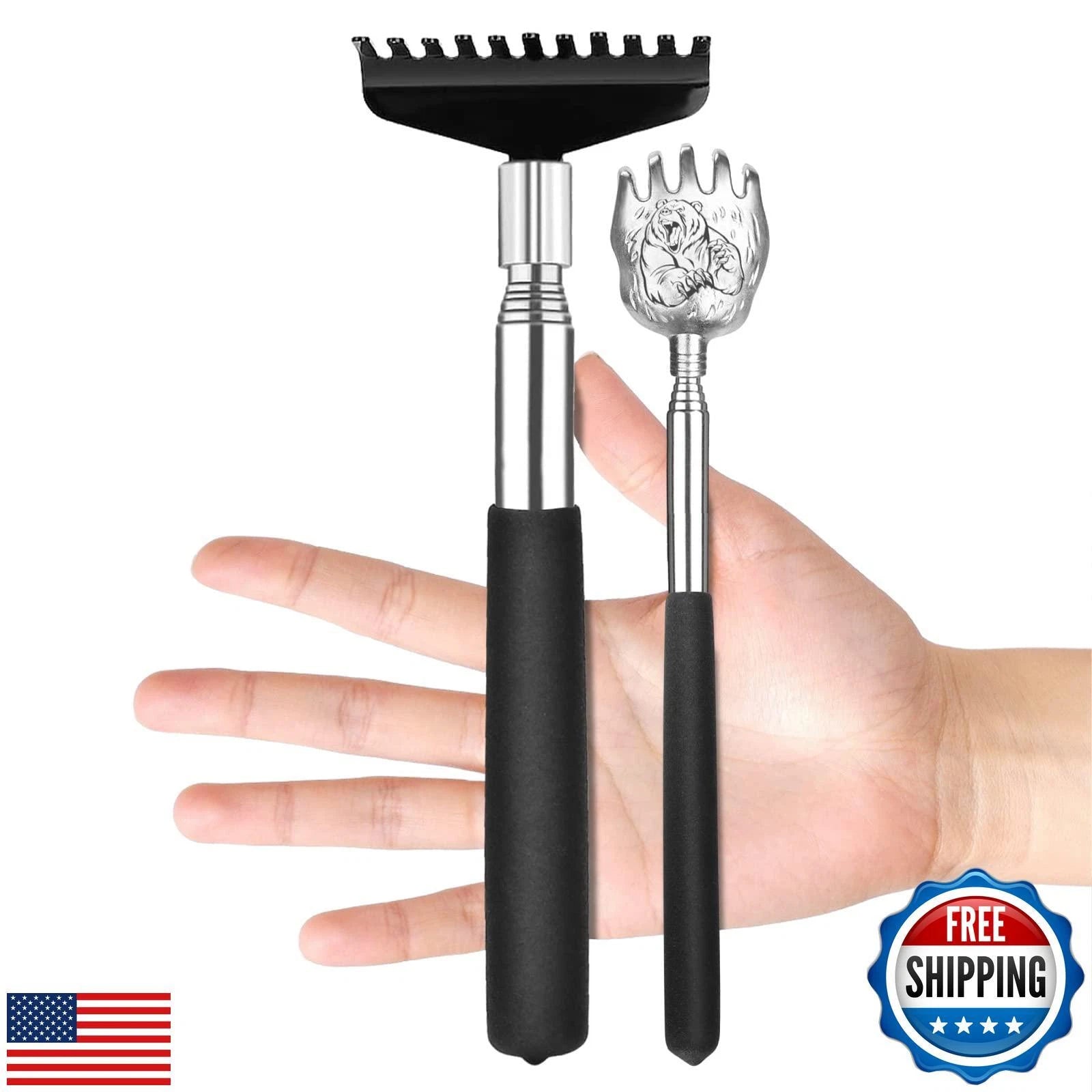 Oversized Back Scratcher Set, 2 Pack Portable Extendable Stainless Steel Tele