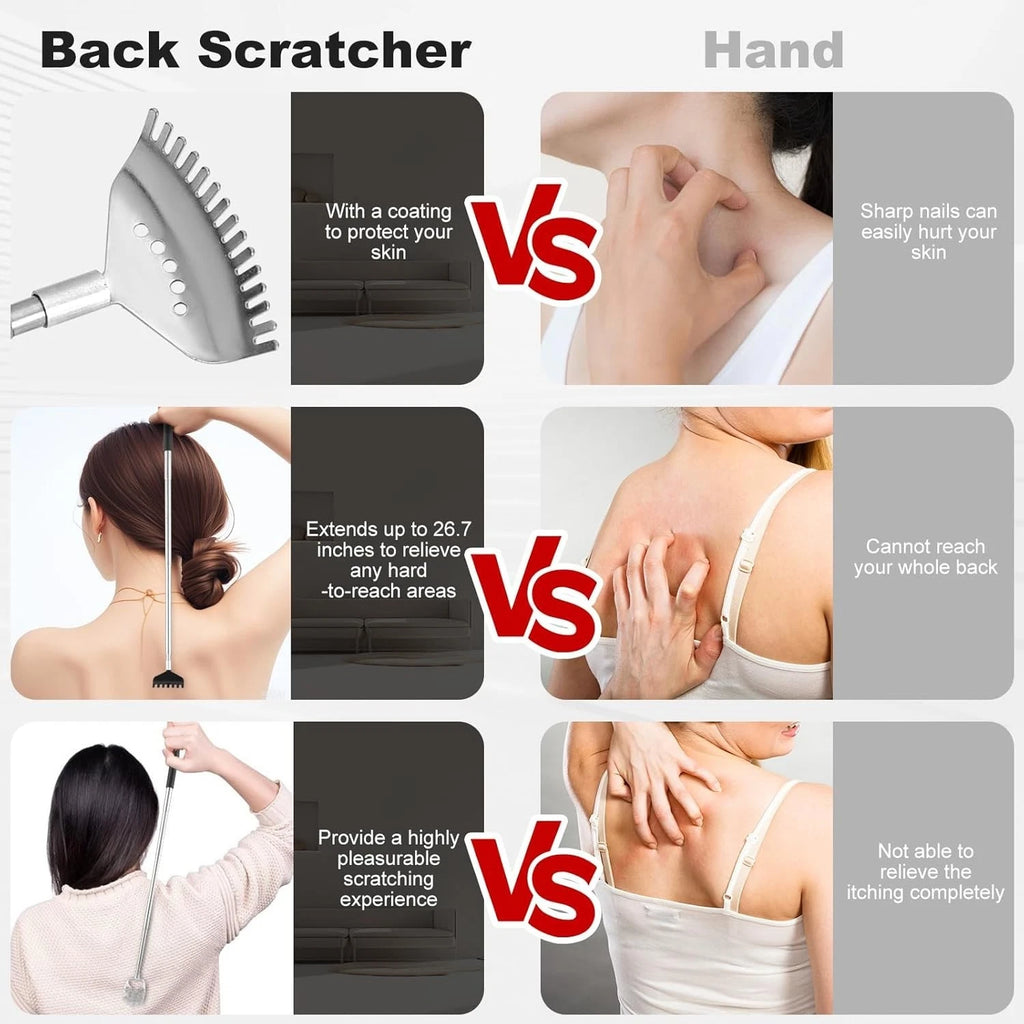 4-Piece Portable Telescoping Back Scratcher Set with Rubber Handles