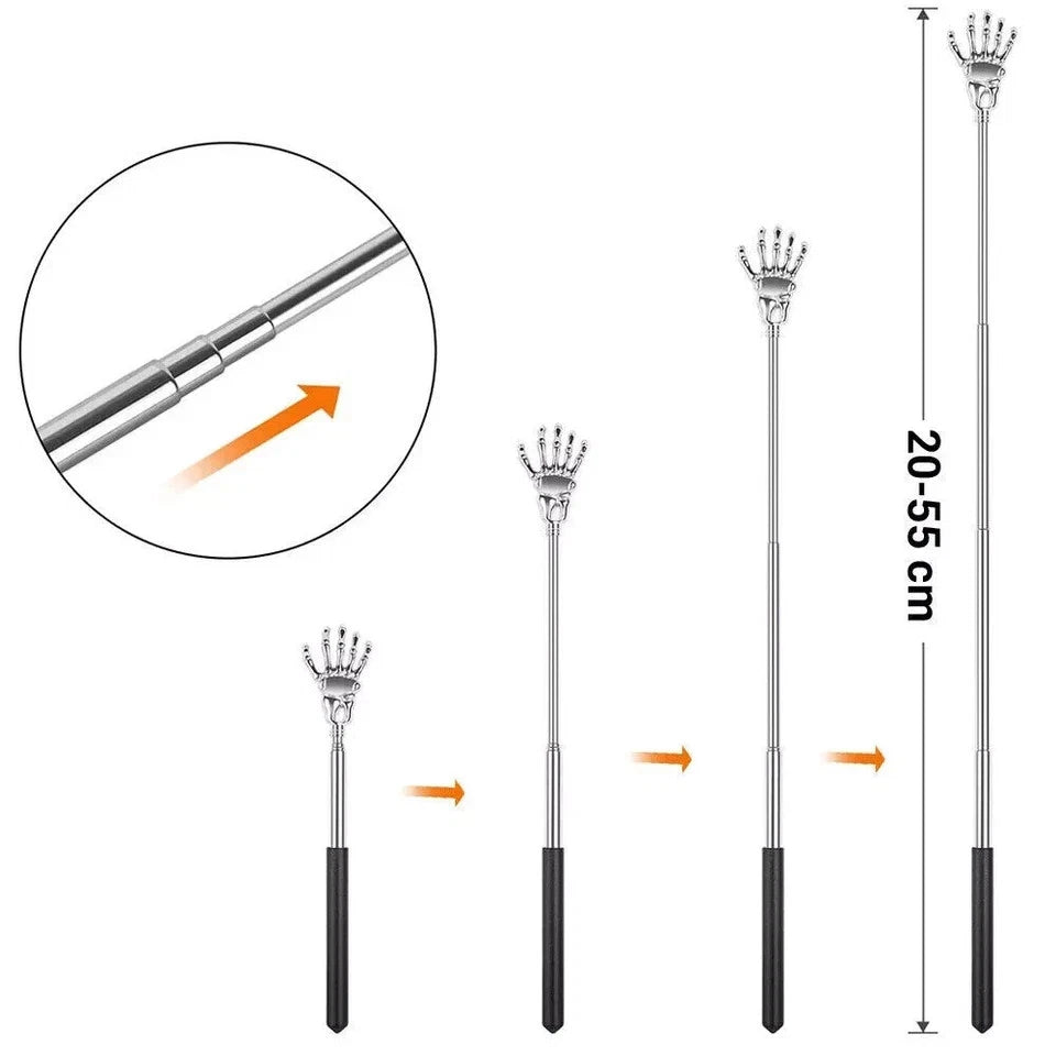 Skeleton / RAKE BACK SCRATCHER Metal Extending Massager Telescopic Portable UK
