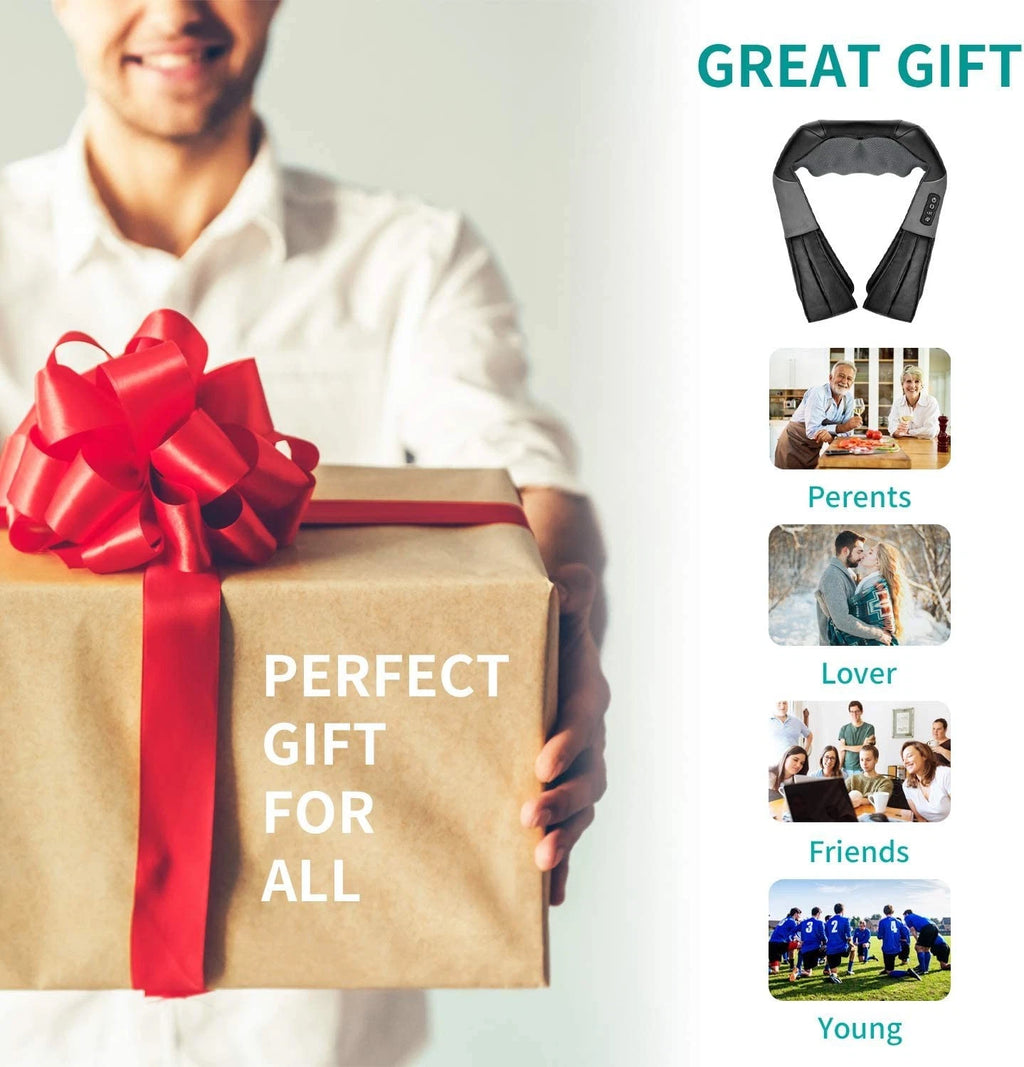 Nekteck Shiatsu Neck Massager with Heat 8 Kneading Nodes Portable Relaxation