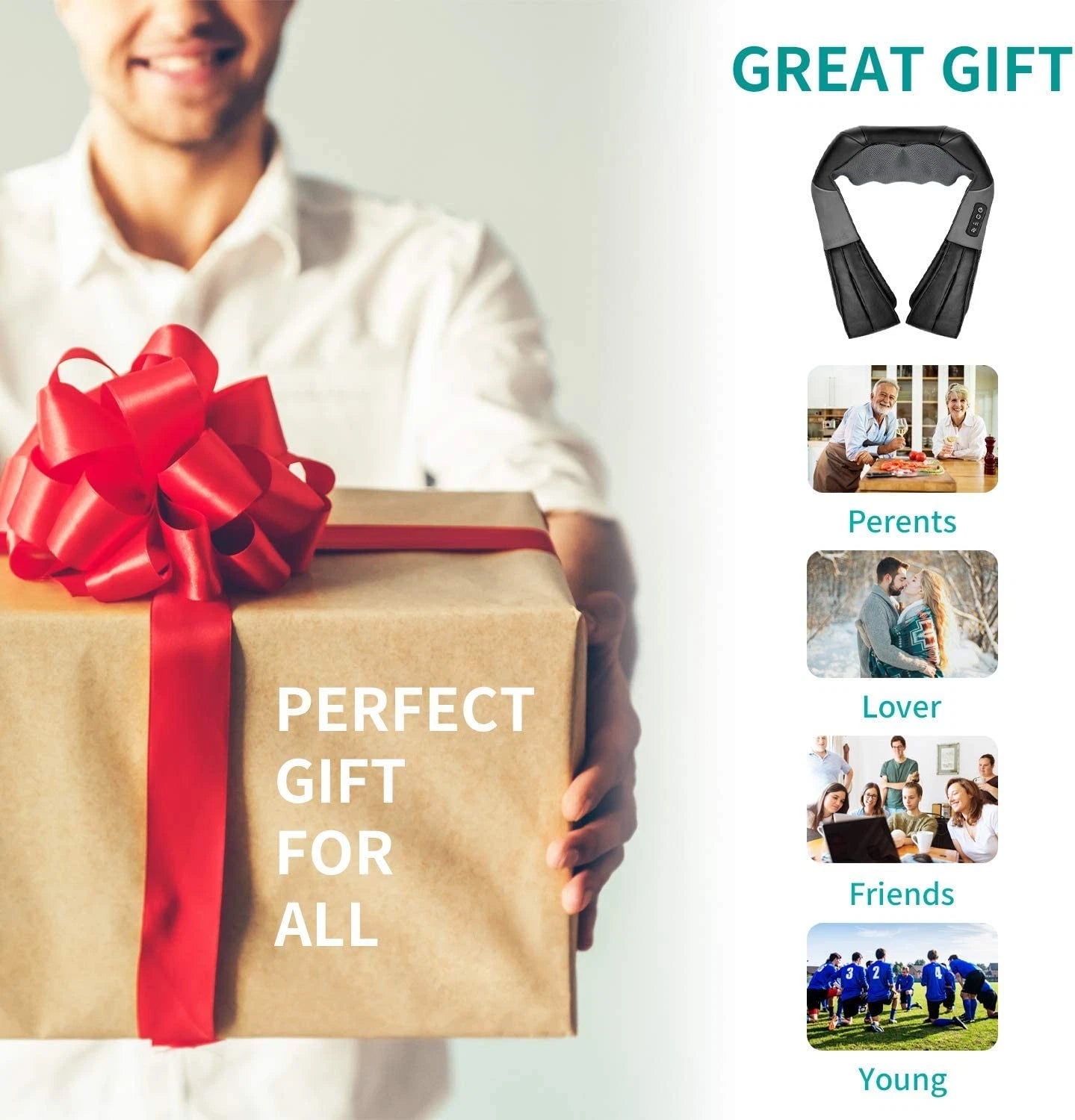 Nekteck Shiatsu Neck Massager with Heat 8 Kneading Nodes Portable Relaxation