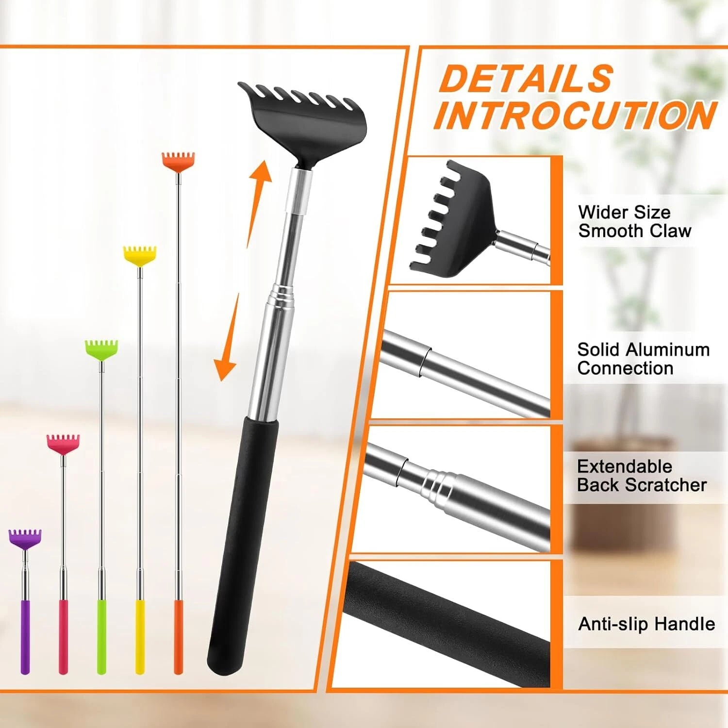 6 Pack Extendable Back Scratcher - Portable Telescoping Metal Back6 Pack Extenda