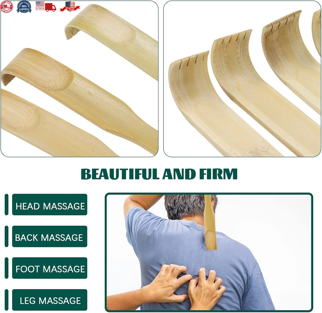 12 PCS Natural Bamboo Back Scratcher Traditional Wooden Back Scratcher,Long Back