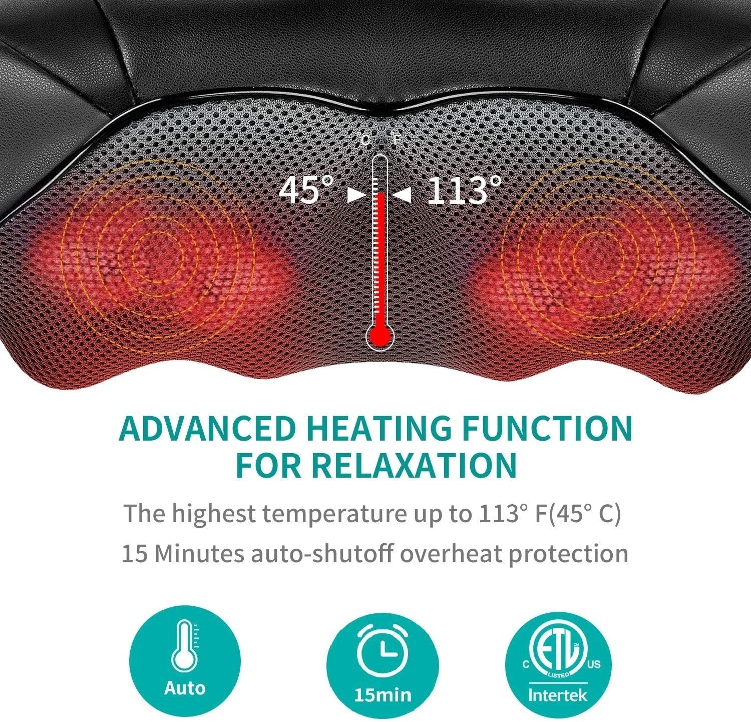 Nekteck Shiatsu Neck Massager with Heat 8 Kneading Nodes Portable Relaxation