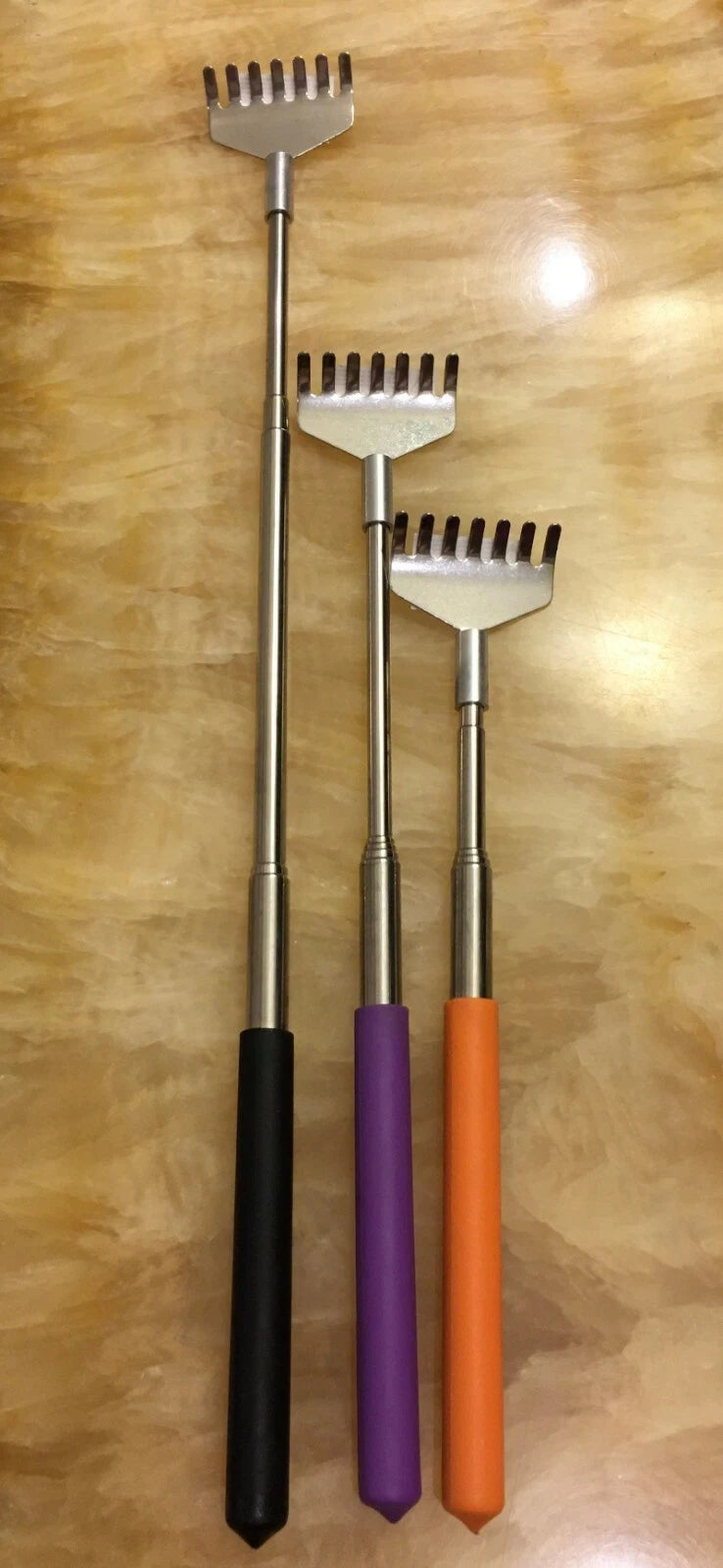 Back Scratcher Long Reach Antipruritic Pocket Clip Metal 3 Pieces Extendable