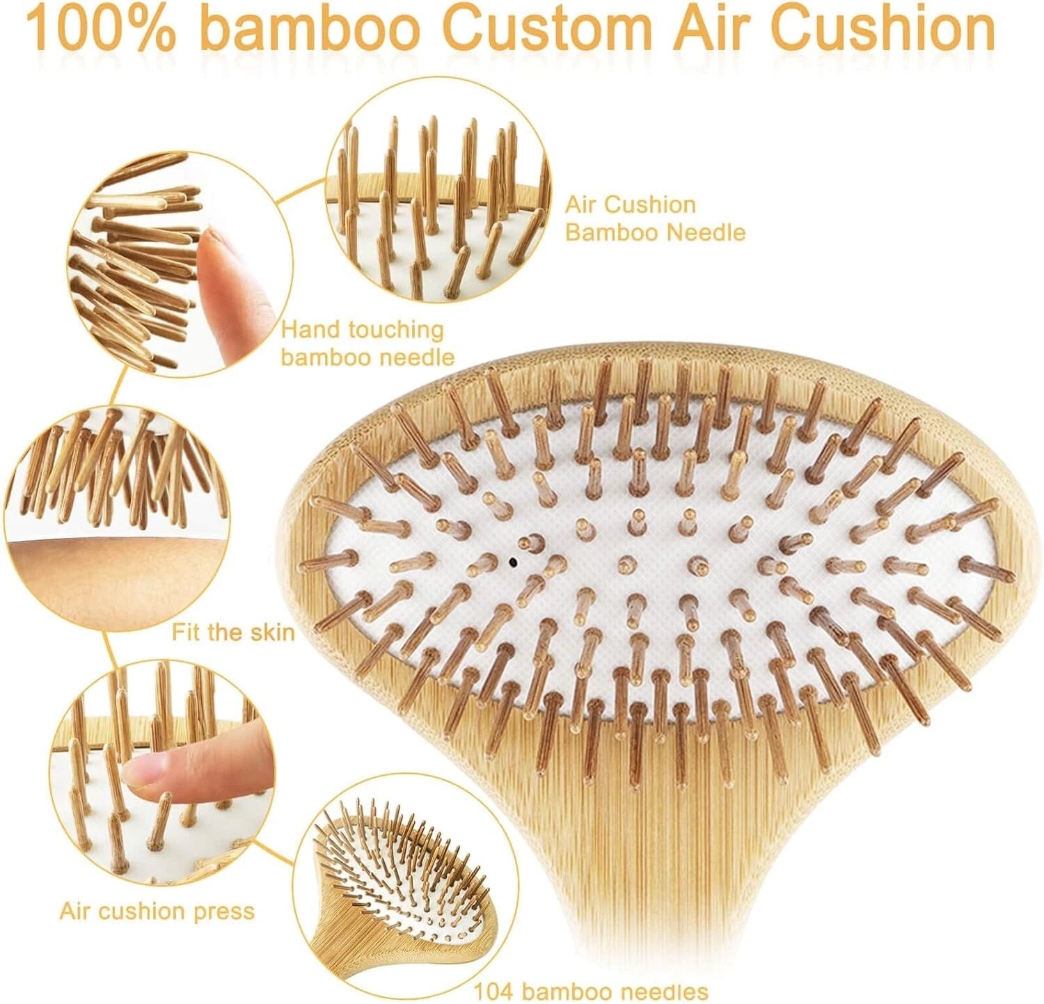 Bamboo Oversize Curved Back Scratcher - Large 104 Wooden Points NEW