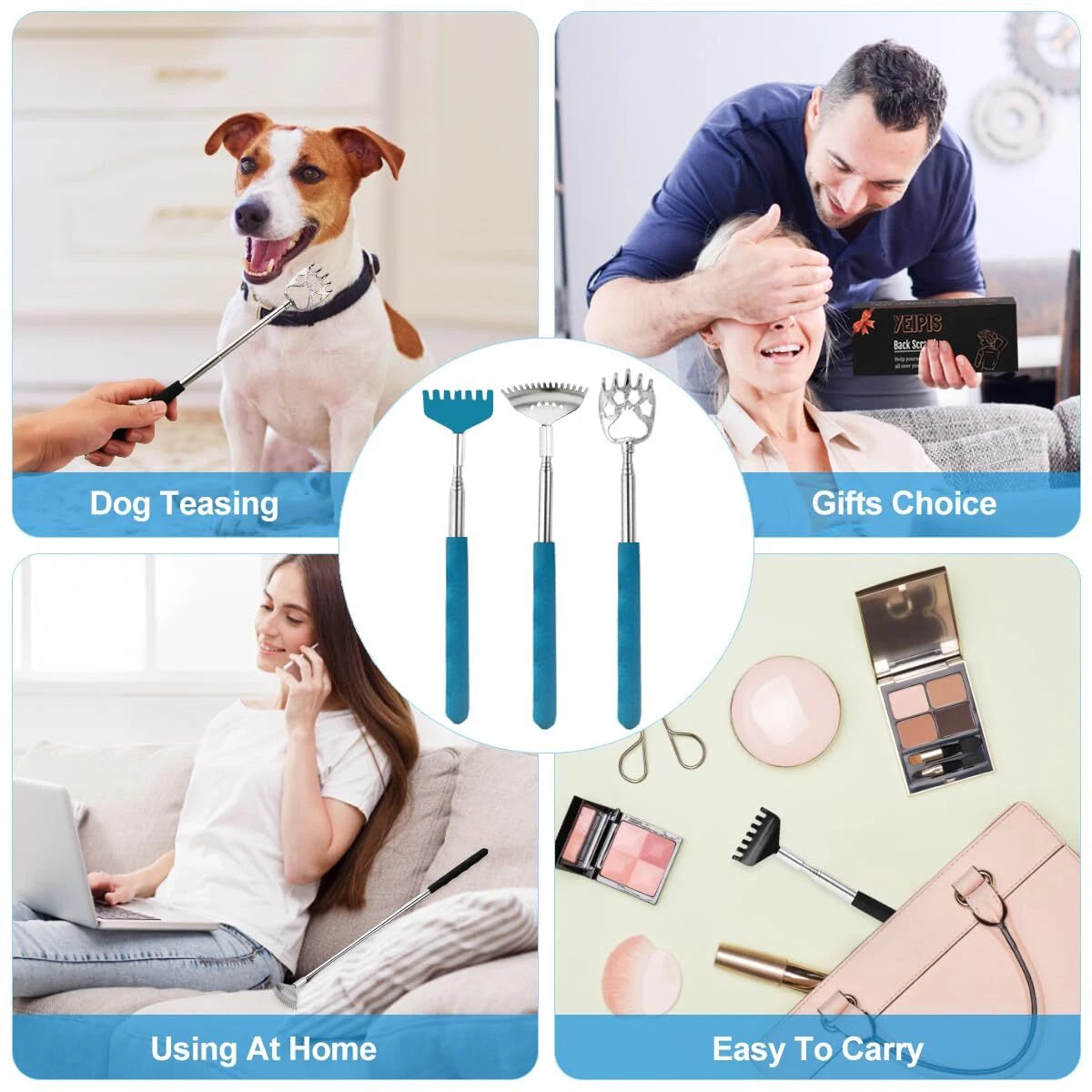 Yeipis 3 Pack Different Back Scratcher Metal Portable Telescoping Back scratcher