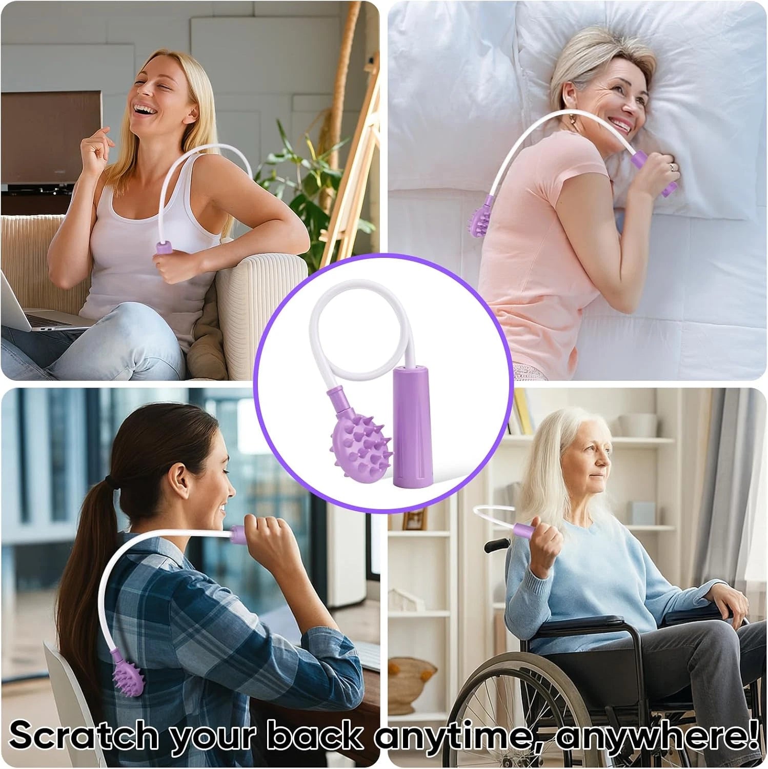 Upgraded Curved Back Scratcher Women 360 Reach Effortless Flexible Backscratcher