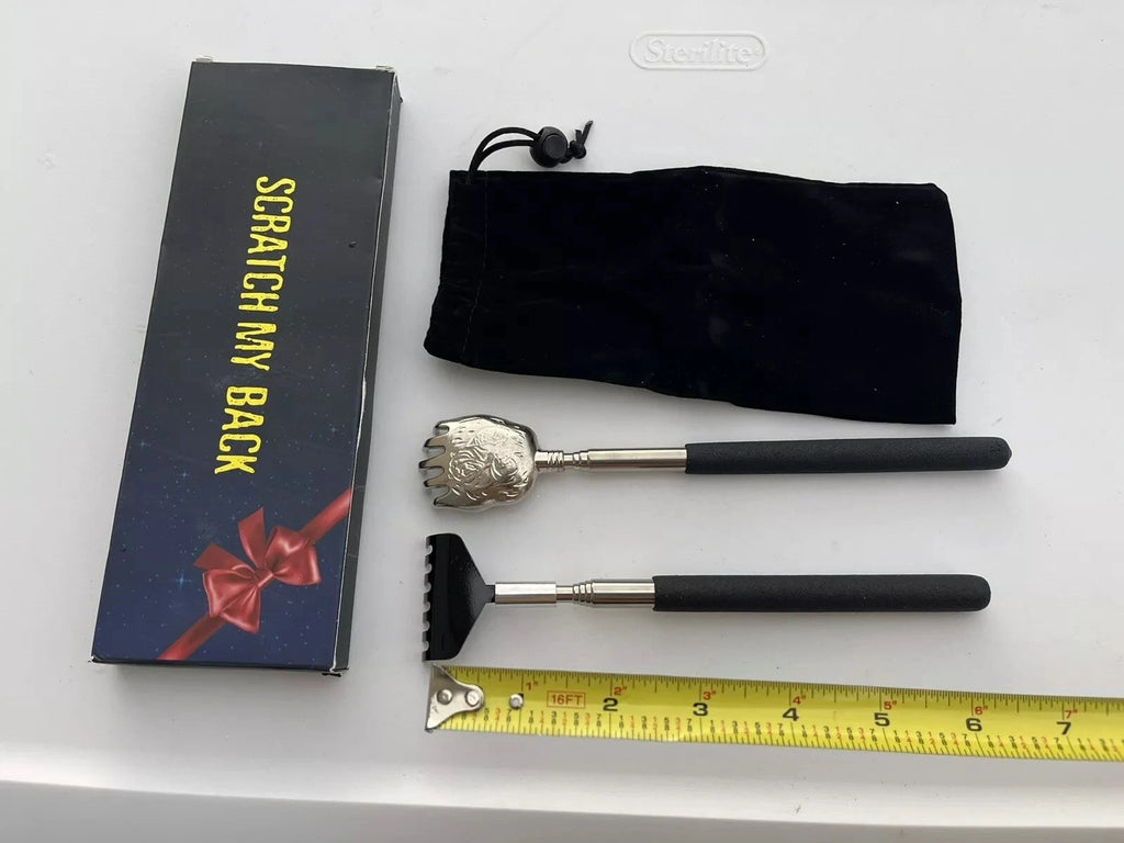Unique 2 Pack Back Scratcher with Gift Bag - Premium Portable Metal Telescoping