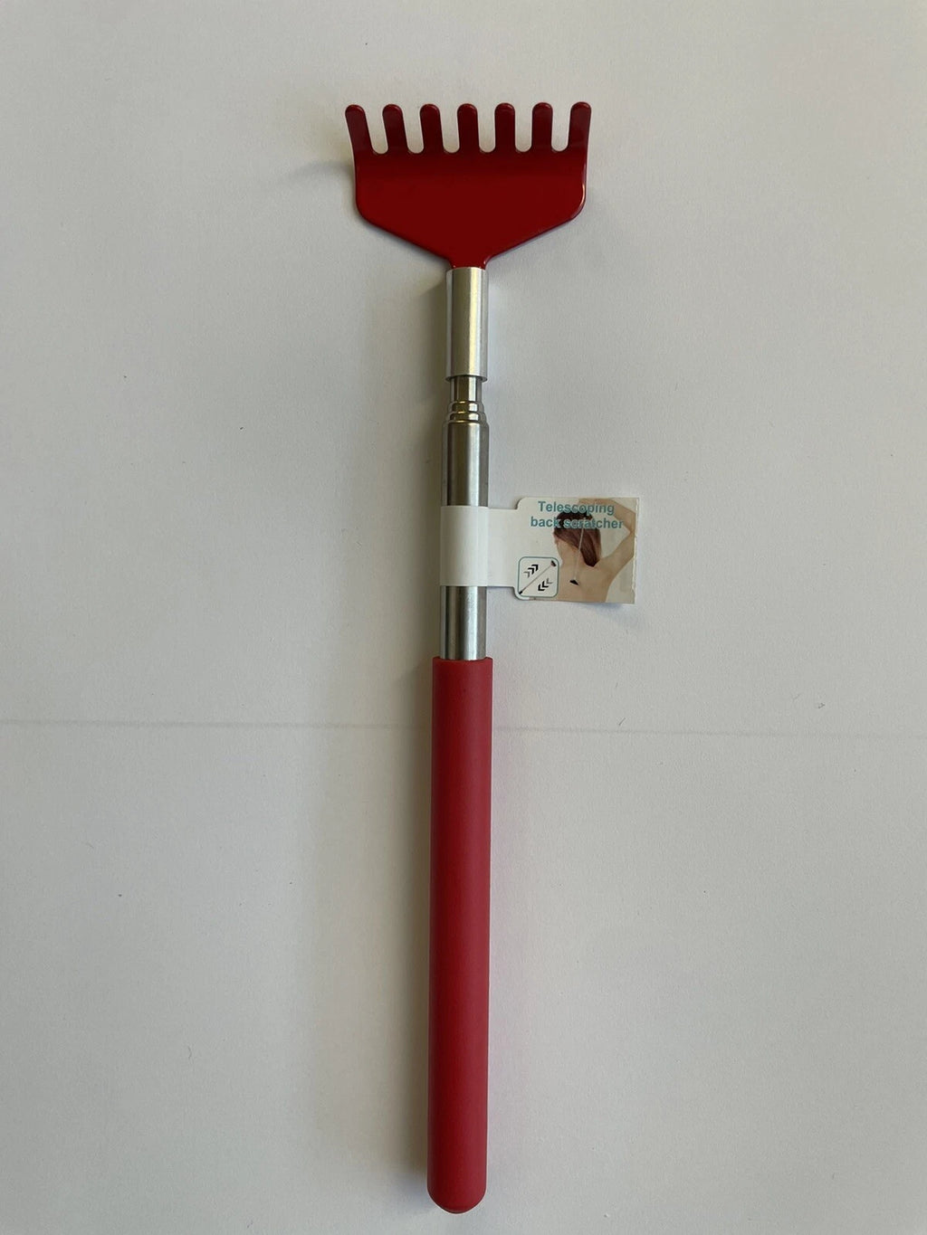 Telescoping Back Scratcher - Expandable With Soft Grip Red Color With 7 Teeth