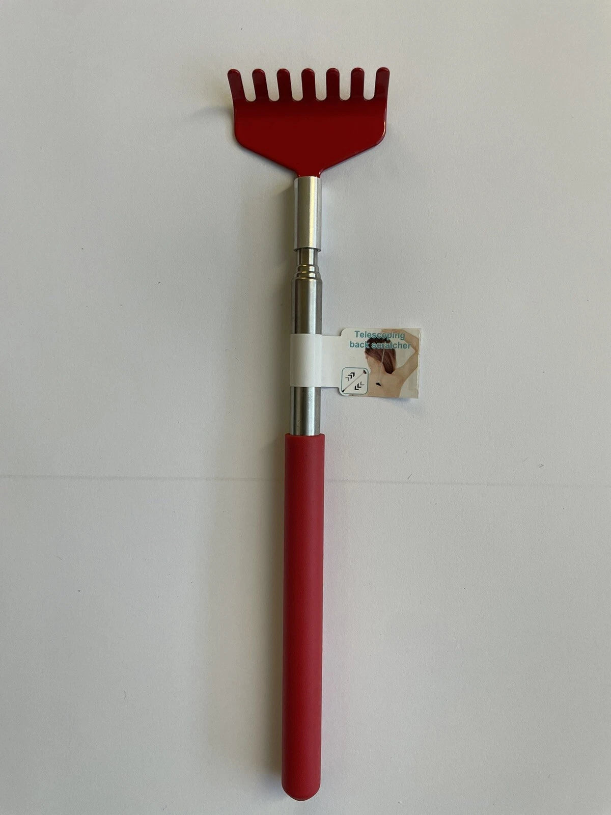 Telescoping Back Scratcher - Expandable With Soft Grip Red Color With 7 Teeth
