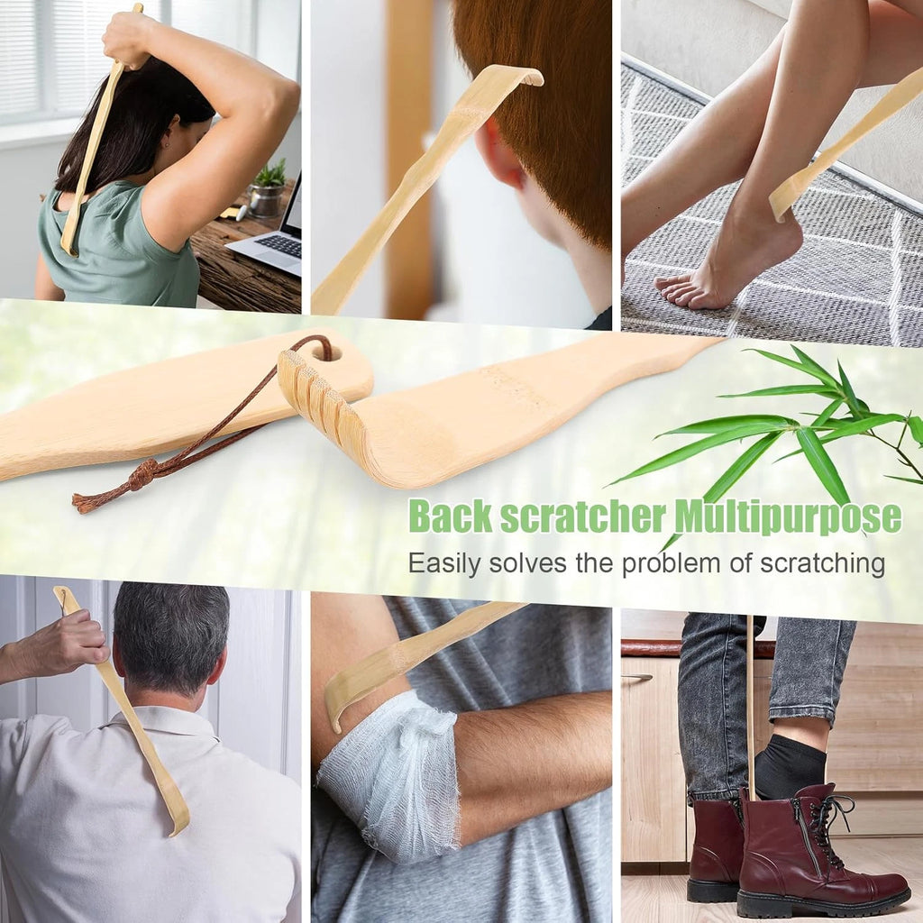 3 Pack Wooden Bamboo Back Scratcher for Adults Men Women, Small Funny Gifts for