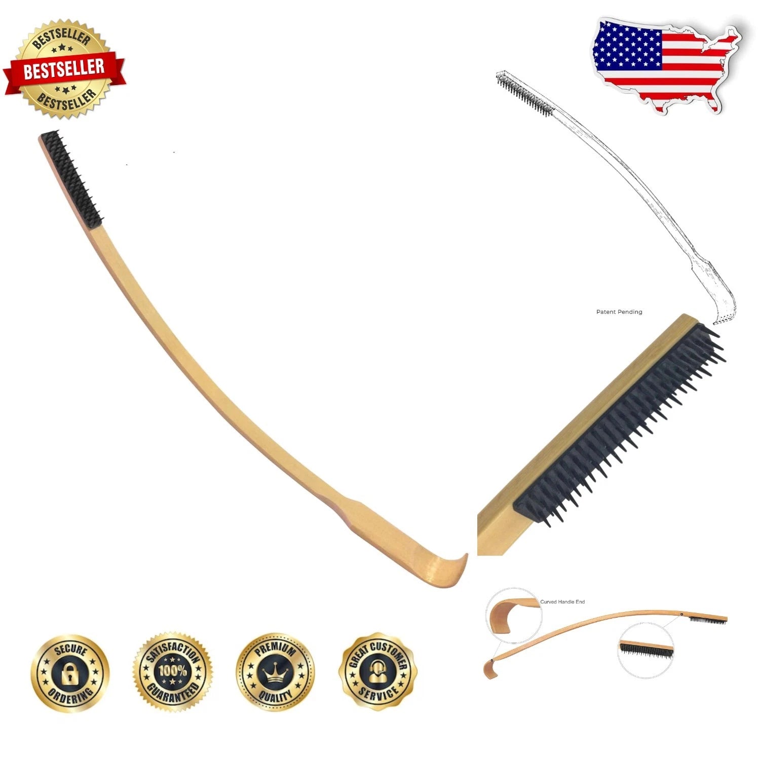 Curved Bamboo Back Scratcher - Artisan Quality for Soothing Scratch Relief