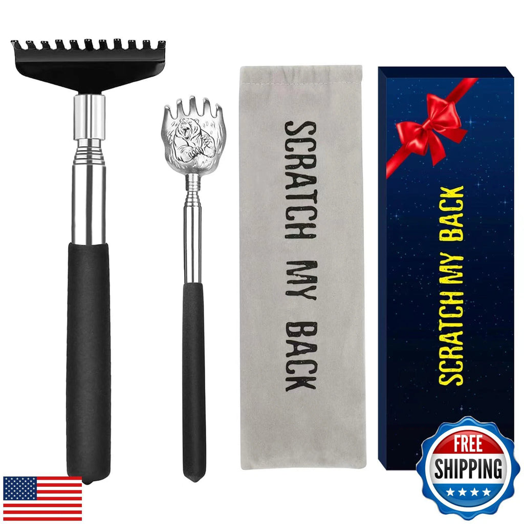 Oversized Back Scratcher Set, 2 Pack Portable Extendable Stainless Steel Tele