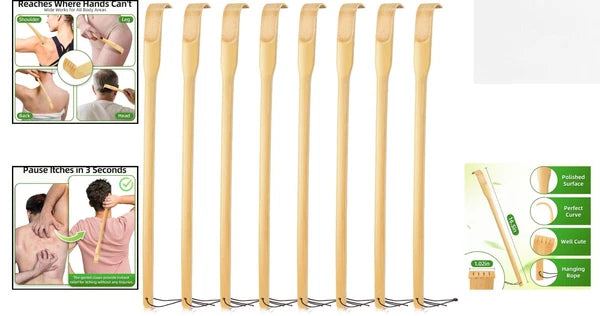 Eco-Friendly 8-Pack Bamboo Back Scratcher Set - Perfect Gift for Father's Day