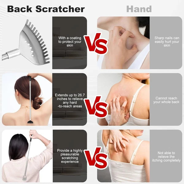 4-Piece Portable Telescoping Back Scratcher Set with Rubber Handles