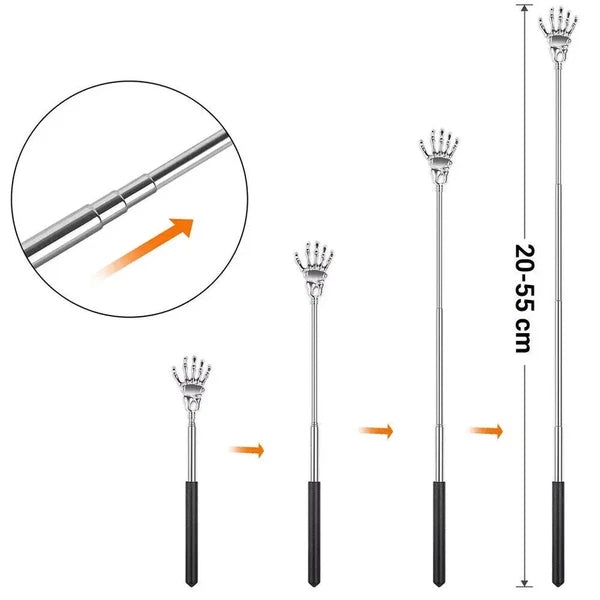 Skeleton / RAKE BACK SCRATCHER Metal Extending Massager Telescopic Portable UK