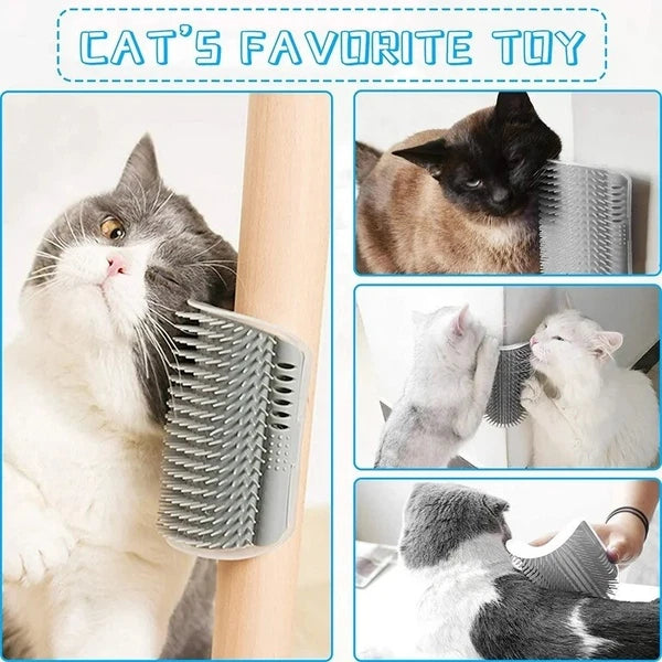 Brand New Blue Cat Self-Groomer Face Scratcher Wall Corner Massage Brush Comb
