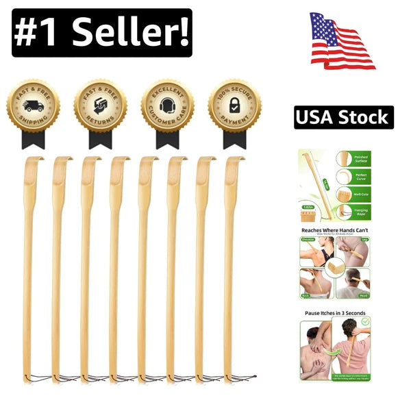 Eco-Friendly 8-Pack Bamboo Back Scratcher Set - Perfect Gift for Father's Day