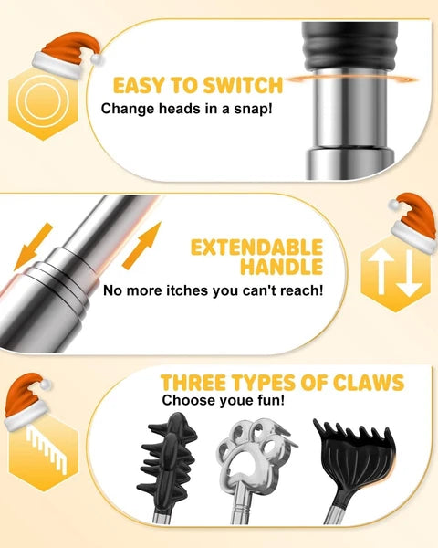 Back Scratcher Metal Portable Telescoping Extendable - Gift Items Best Black