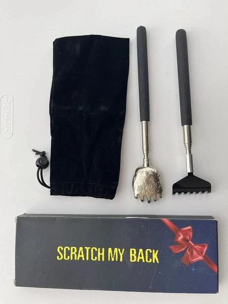 Unique 2 Pack Back Scratcher with Gift Bag - Premium Portable Metal Telescoping
