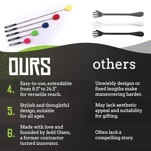 Double Sided Telescoping Back Scratcher Itch Reliever, Extendable Upto 24.5 Inch