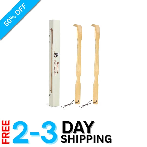 Natural Bamboo Back Scratcher Duo - 17-Inch Long Handle, Perfect Gift Choice